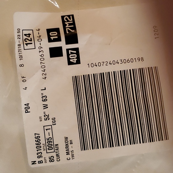 Eggshell Colored Cotton Tab Top Drapes - Picture 4 of 4